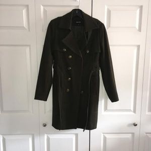Nine West Olive Double Breast Wool Mix Coat